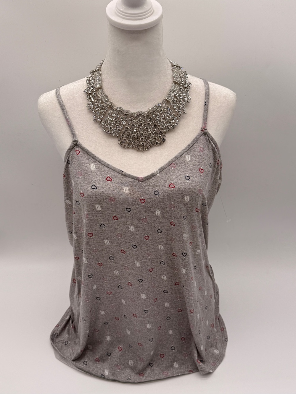 Women’s Tommy Hilfiger Sleepwear Gray Heart Spaghetti Strap Tank Top NWOT M